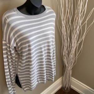 Grey and white striped sweater size large